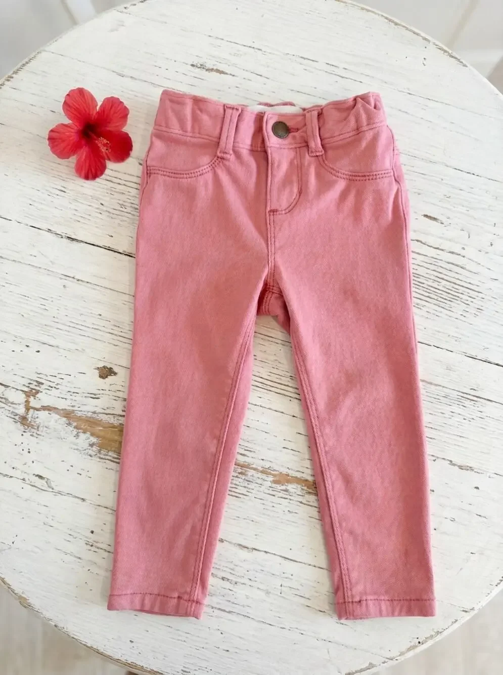 Old Navy Baby Girl Dusty Rose Pink Skinny Jeggings Pants Stretch Size 2T